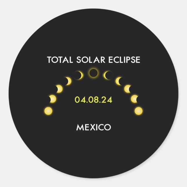 Totality Solar Eclipse Eclipse Phasen Mexiko April Runder Aufkleber (Vorderseite)