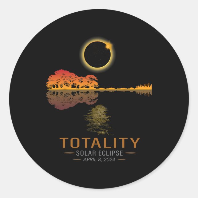 Totality Spring 4 08 24 Total Solar Eclipse Gitarr Runder Aufkleber (Vorderseite)