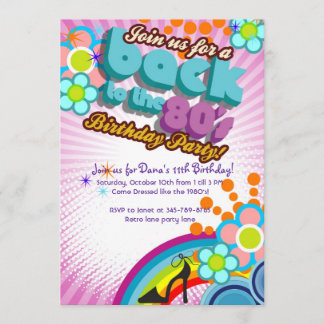 Totally 80's Birthday Bash Girl Party Einladung