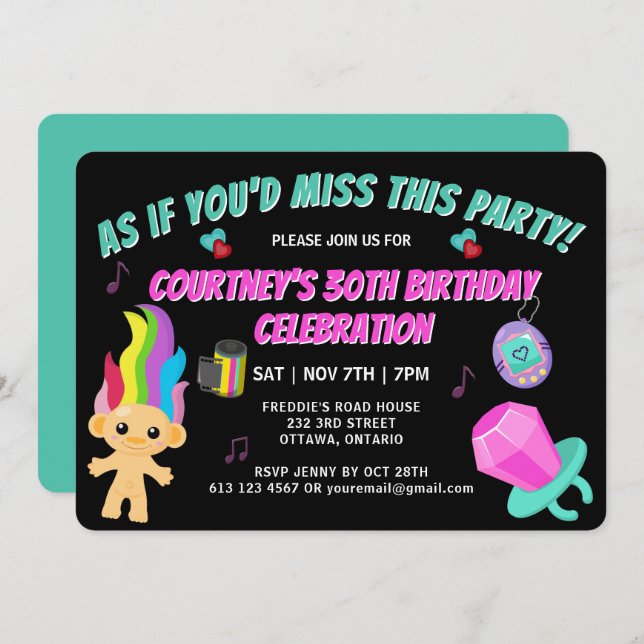 Totally 90s Retro Birthday Party Invitation (Devant / Derrière)