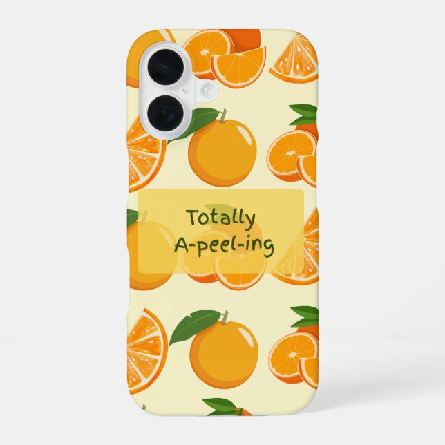 Totally a-pee-ling orange pattern iPhone 16 hülle (Rückseite)