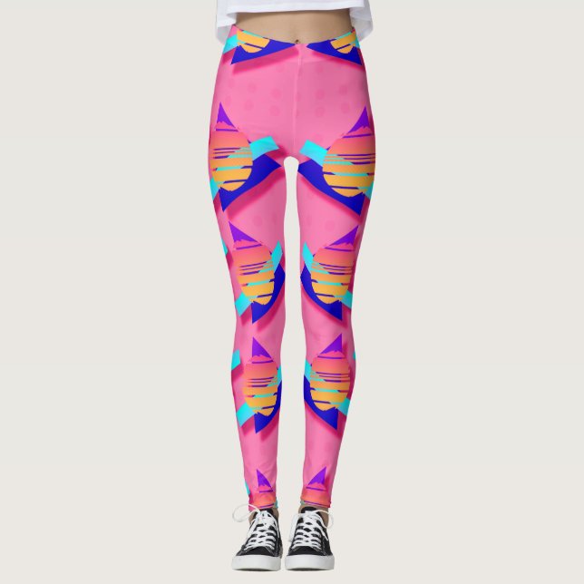 Totally Achtzigers Memphis Neon Dreieck Muster Leggings (Vorderseite)