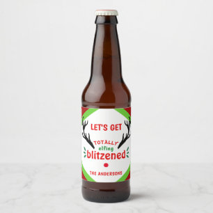 Totally Blitzed Funny Reindeer Weihnachtskauz Bierflaschenetikett