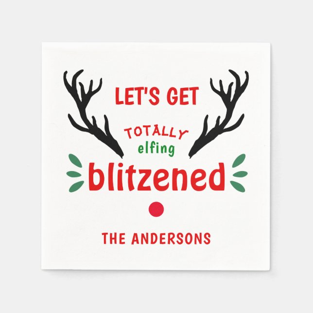 Totally Blitzned Funny Reindeer Weihnachtskauer Serviette (Vorderseite)
