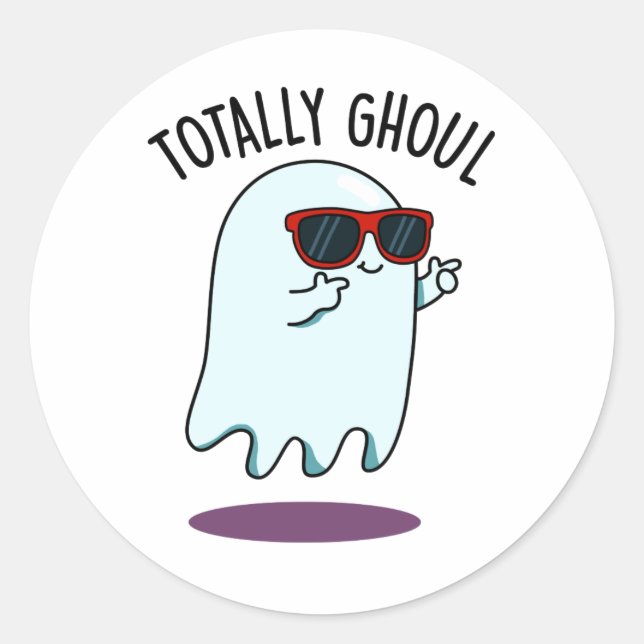 Totally Ghoul Funny Cool Halloween Ghost Pun Runder Aufkleber (Vorderseite)