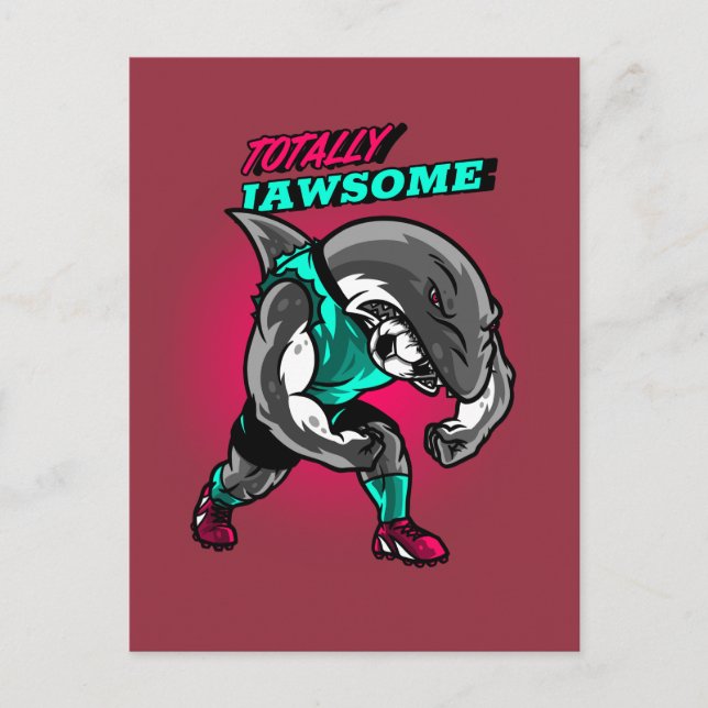 Totally Jawsome Shark Vatertag Postkarte (Vorderseite)