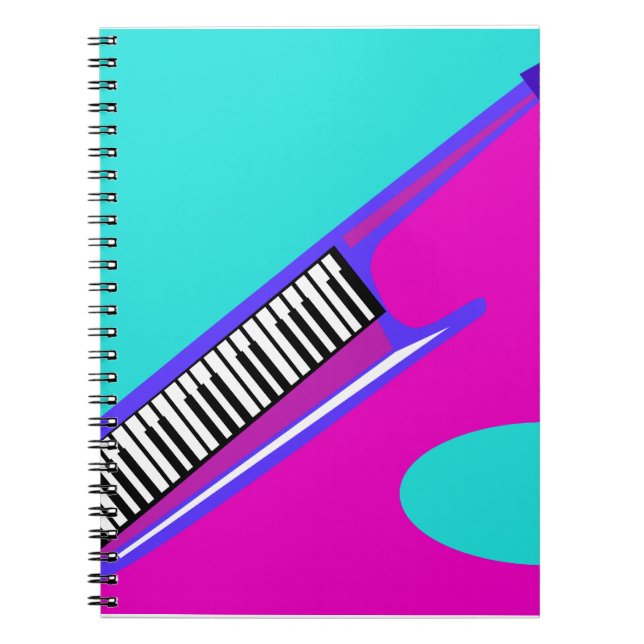 Totally Neon 80er Keytar Notizblock (Vorderseite)
