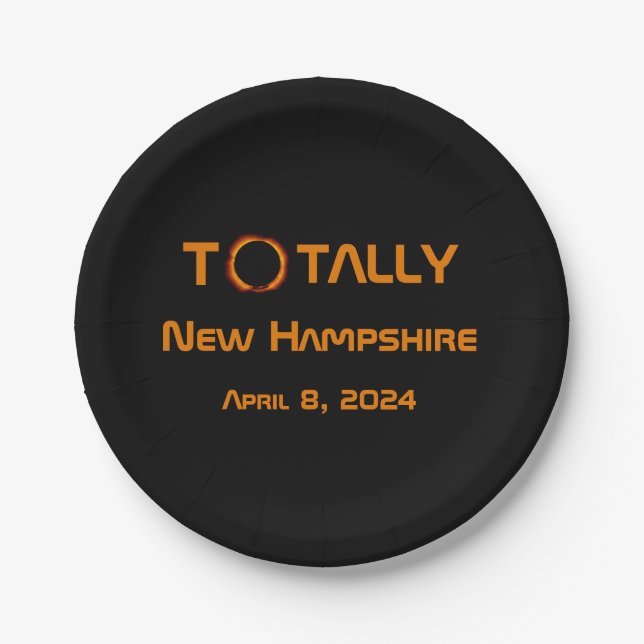 Totally New Hampshire 2024 Solar Eclipse Pappteller (Vorderseite)