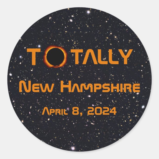 Totally New Hampshire 2024 Solar Eclipse Runder Aufkleber (Vorderseite)