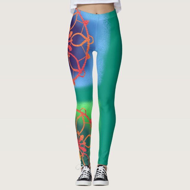 Totally Ocean Zen Emerald Green Mandala Leggings (Vorderseite)
