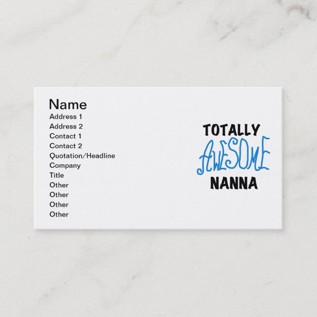 Totally Phantastisch Nanna Blue T - Shirt and GIft Visitenkarte (Vorderseite)