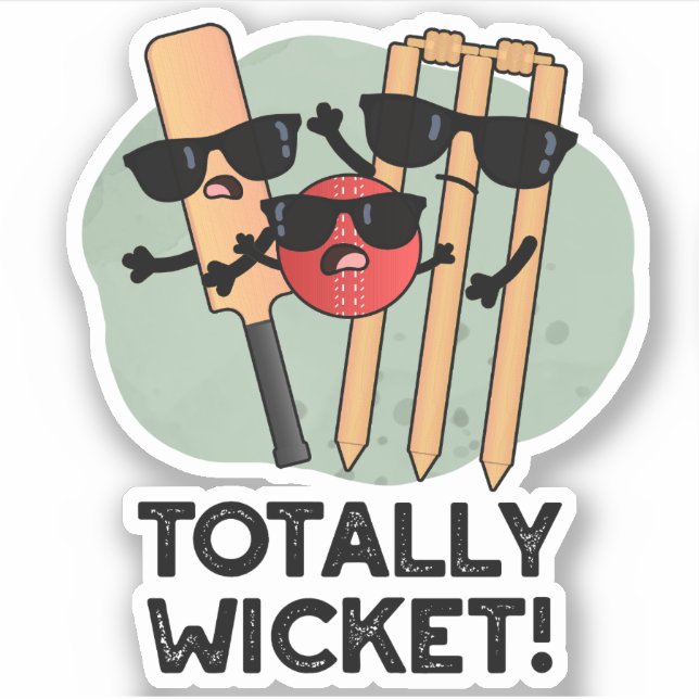 Totally Wicket Funny Sports Cricket Puff Aufkleber (Vorderseite)
