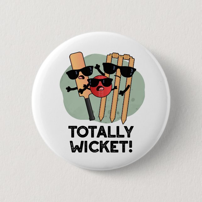 Totally Wicket Funny Sports Cricket Puff Button (Vorderseite)