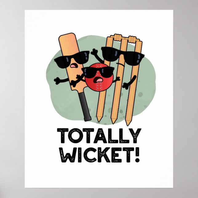 Totally Wicket Funny Sports Cricket Puff Poster (Vorne)