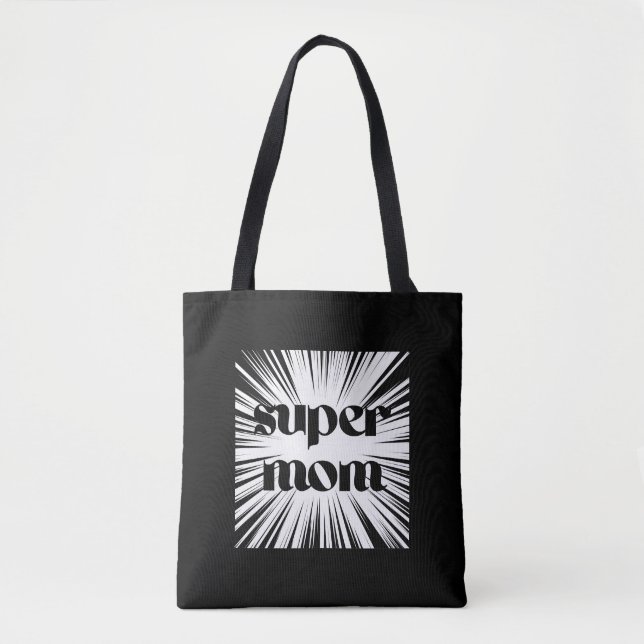 Totbeutel für Super-Mamas, Schwarz und Weiß Tasche (Vorderseite)