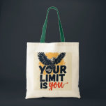 Totbeutel - 'Ihr einziger Limit ist Ihr' Motiviere Tragetasche<br><div class="desc">Tragen Sie mit dieser einzigartigen Tote-Tasche eine Motivations- und Empowerment-Botschaft bei sich. Mit einem kühnen, auffälligen Design mit der Phrase "YOUR ONLY LIMIT IS YOU" und einem in die Höhe schießenden Vogelmotiv ist diese Tasche ideal für den täglichen Gebrauch, Einkäufe oder als Geschenk für Freunde und Familie, die wertvolle Botschaften...</div>
