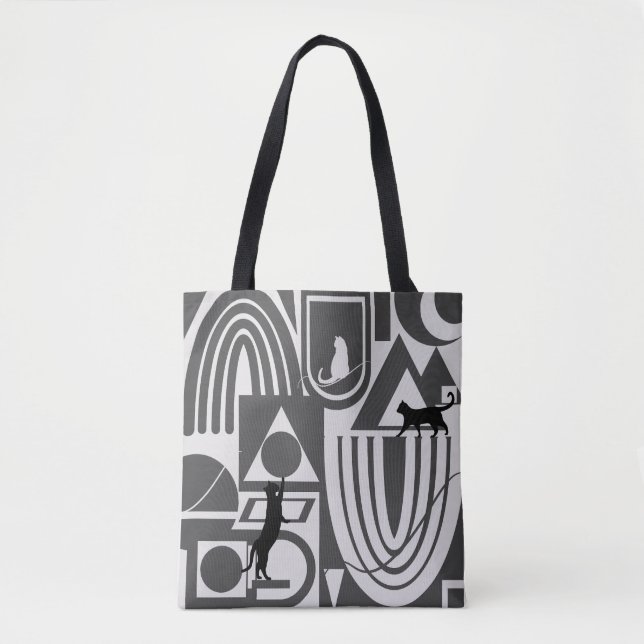 Totbeutel Katzen Schwarze und Weiße Kunstkatzen Tasche (Vorderseite)