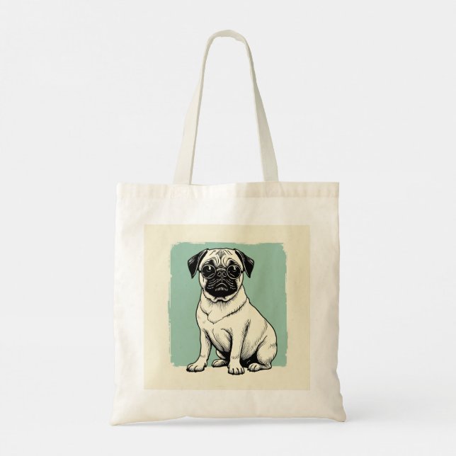 Totbeutel mit Mops-Design Tragetasche (Rückseite)