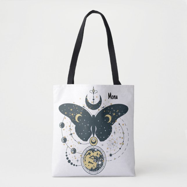 Totbeutel mit mystischem Schmetterling & Sky Tasche (Vorderseite)