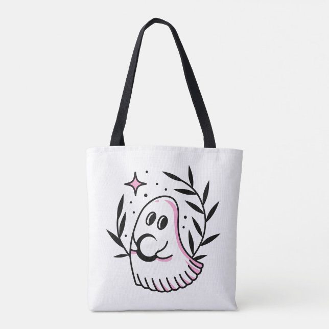 Totbeutel mit rosa und schwarz Logo-Design Tasche (Rückseite)