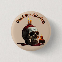 Tote aber glühende runde Taste Día de los Muertos Button