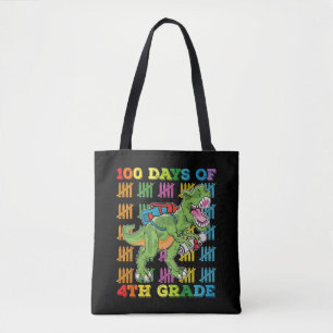Tote Bag 100 Jours d'école en 4e année T Rex Dinosaur Schoo