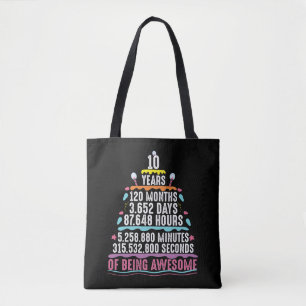 Tote Bag 10 ans de gâteau 10 minutes d'anniversaire