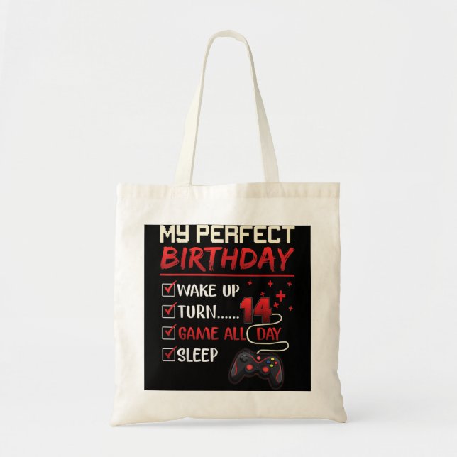 Tote Bag 14 Ans Joueur Cadeau Garçon Ado 14e Naissance Parf (Devant)