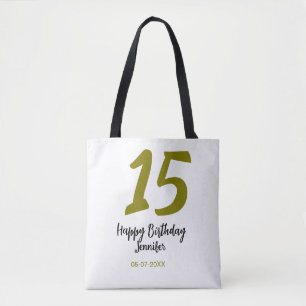 Tote Bag 15e anniversaire quiencenera ajouter date année or