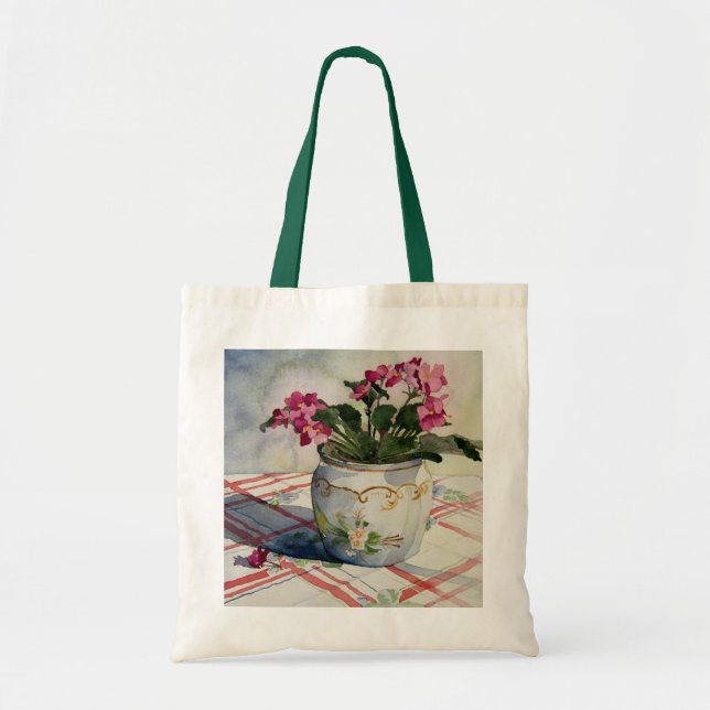 Tote Bag 1790 violettes africaines dans le pot bleu (Devant)