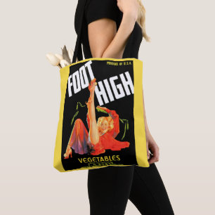 Tote Bag 1940s marmite étiquette pied légumes hauts légumes