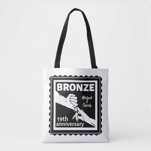 Tote Bag 19e anniversaire du mariage tenant la main (Devant)