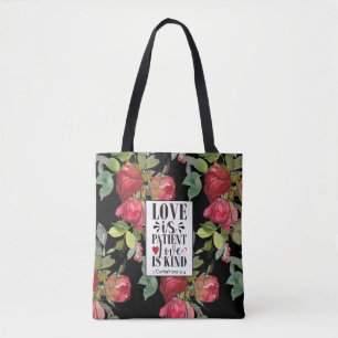 Tote Bag 1 Corinthiens 13:4 L'amour est le patient L'amour