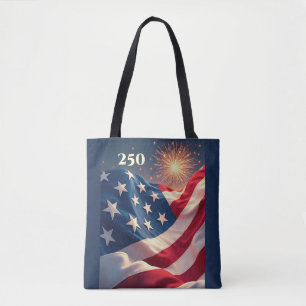 Tote Bag 250e anniversaire du drapeau américain et feux d'a