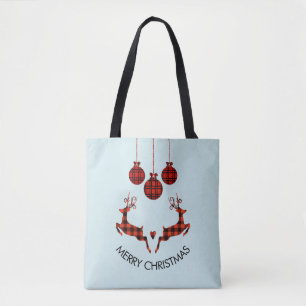 Tote Bag 2 cerfs de Noël saut de style rustique