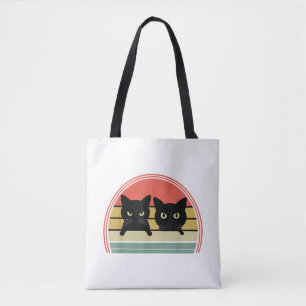 Tote Bag 2 Chats noirs Pékin Vintage Retro Chat Animal Love