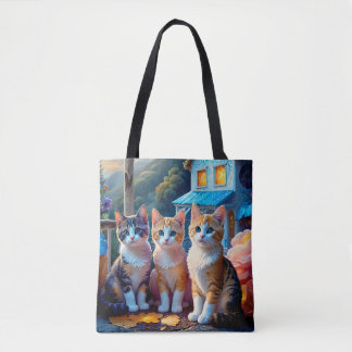 Tote Bag 2-Sided 7 Adorable Artist designed Kittens