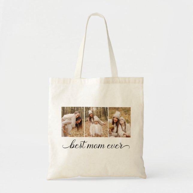 Tote Bag 3 Collage photo Meilleure maman jamais (Devant)