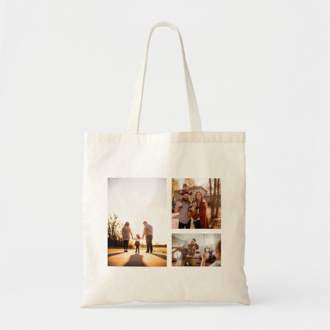 Tote Bag 3 Collage photo Modèle personnalisé (Devant)