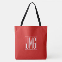 3 Initiales Monogramme | Rouge et blanc (ou couleu