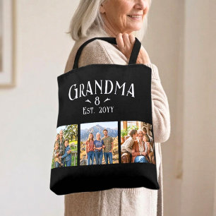 Tote Bag 3 Photo Mamie Est Année Nom Personnalisé Nombre Gr