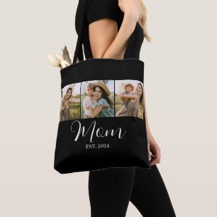 Tote Bag 3 Photos Maman Script Personnalisé