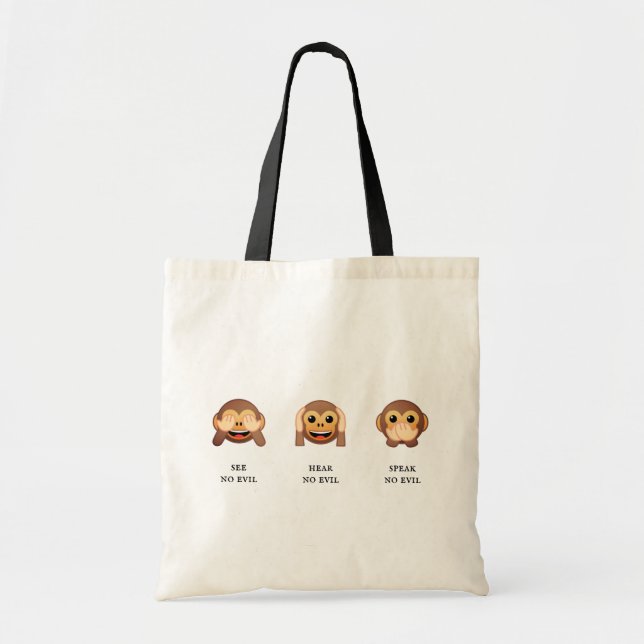 Tote Bag 3 Sages singes : ne vois pas de mal, n'entends pas (Devant)