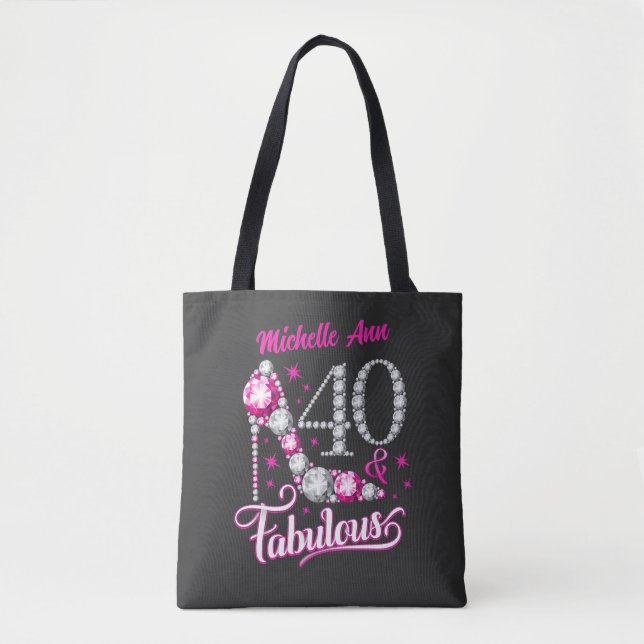Tote Bag 40 et fabuleux, 40e anniversaire, n'importe quel n (Devant)