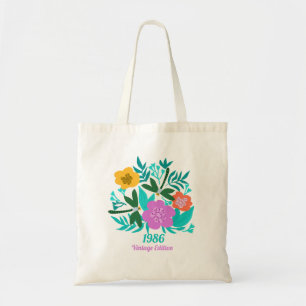 Tote Bag 40e anniversaire floral moderne élégant coloré
