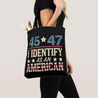 Tote Bag 45 47 Je m'identifie comme un drapeau américain Tr