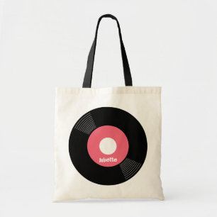 Tote Bag 45s Fourre-tout record (rose) PERSONNALISABLE