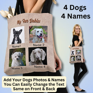 Tote Bag 4 Chiens, 4 Noms, Peut Changer De Texte, Photo Chi