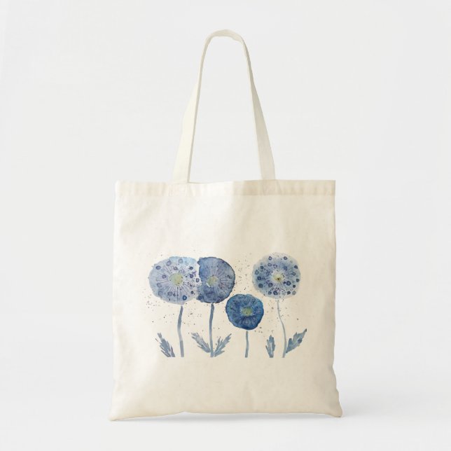 Tote Bag 4 indigo peinture abstraite de pissenlit (Devant)