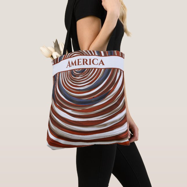 Tote Bag 4 juillet Drapeau américain rapiécé Rouge Blanc Bl (De près)